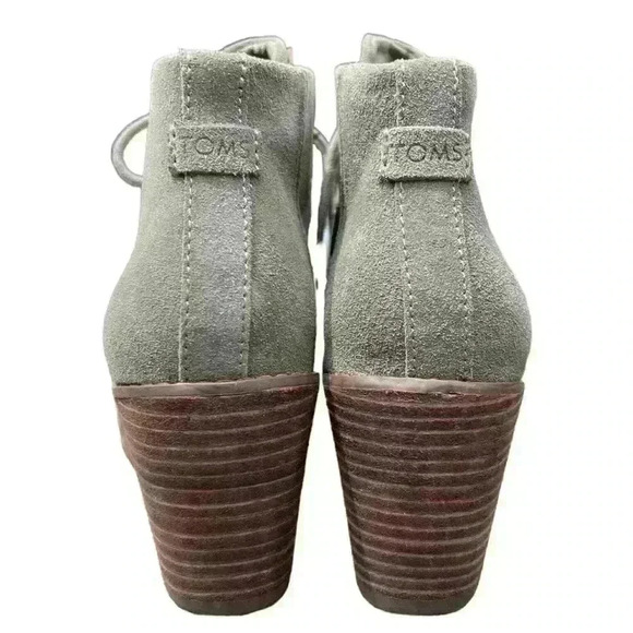 Toms Hyde Wedge Sneakers Ankle Bootie Vetiver Grey Sage Green Suede size 7.5 - Picture 5 of 11